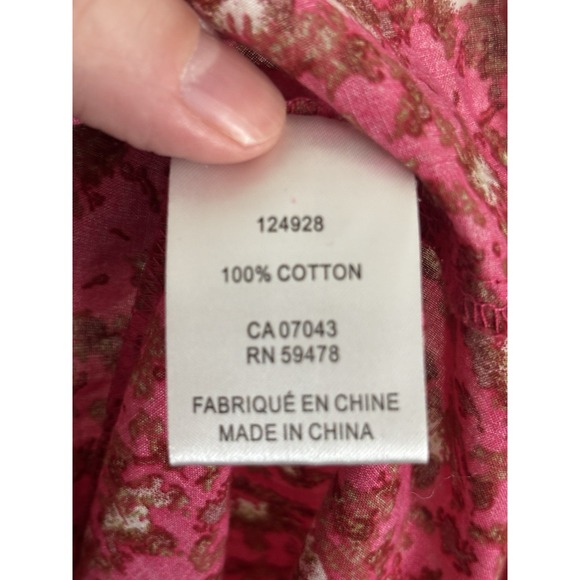 Joie Womens XL Top Ruffle Bib Floral Boho Prairie Peasant Cotton Pink Summer - Picture 4 of 6